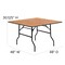 Emma and Oliver 4-Foot Square Wood Folding Banquet Table